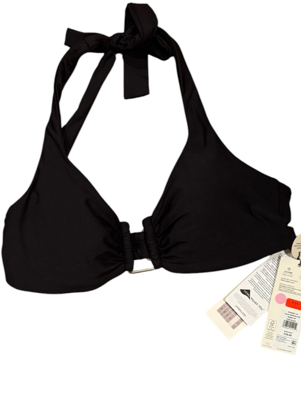 NWT CALIA by Carrie Underwood Black Halter Bikini Top - Size Medium